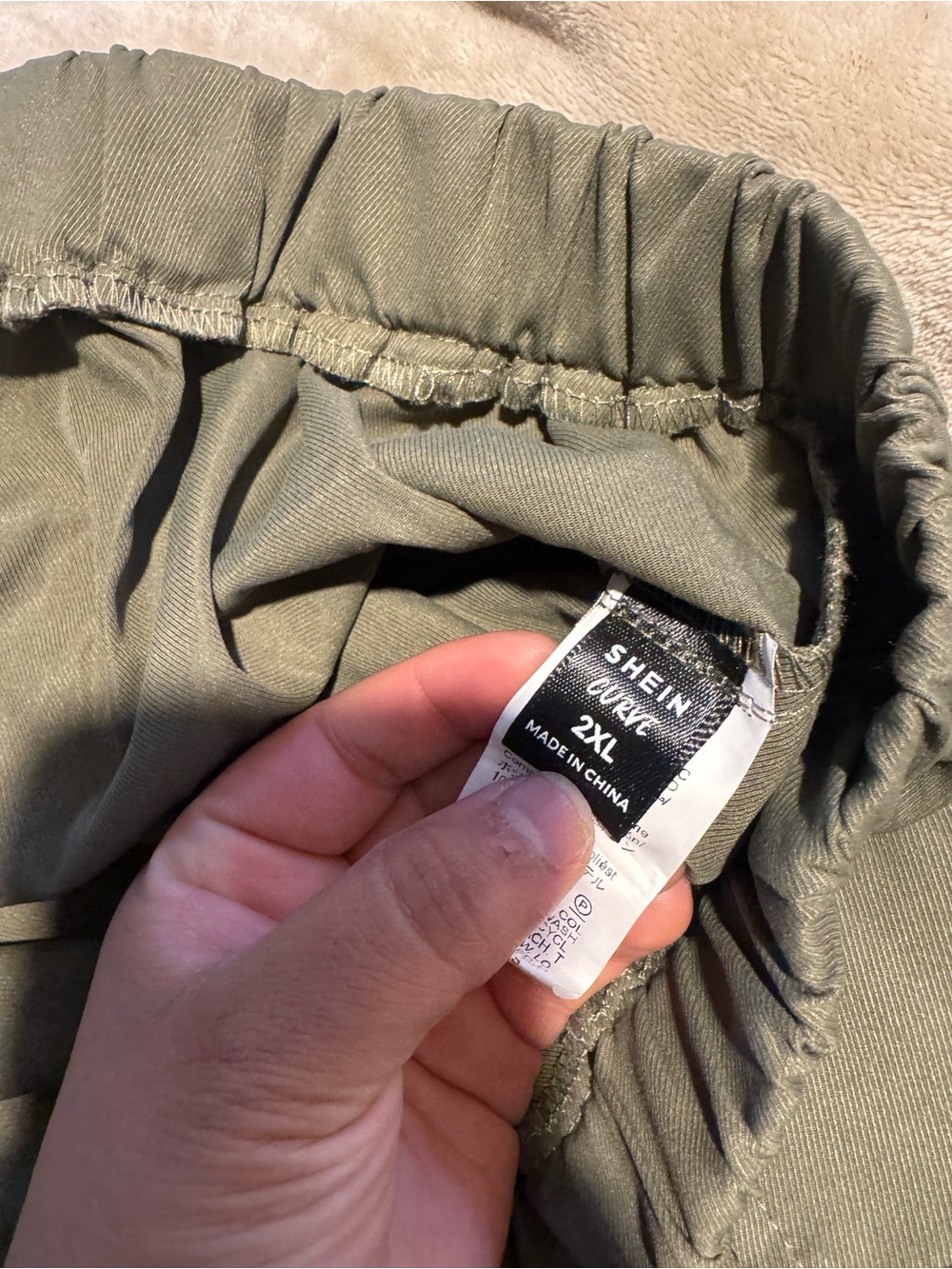SHEIN Olive Green Elastic-Waist Mini Skirt (2XL)
